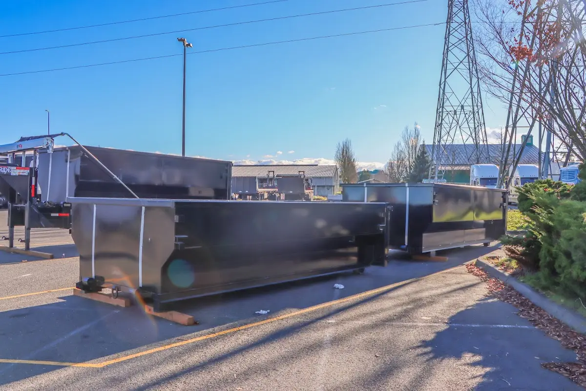 Roll-off dumpster ready for waste disposal at job site for 2 Yard Dumpster Rental in Frisco